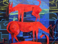 Torre de perros    91x146cm    acrÃ­lico/lienzo     2015
